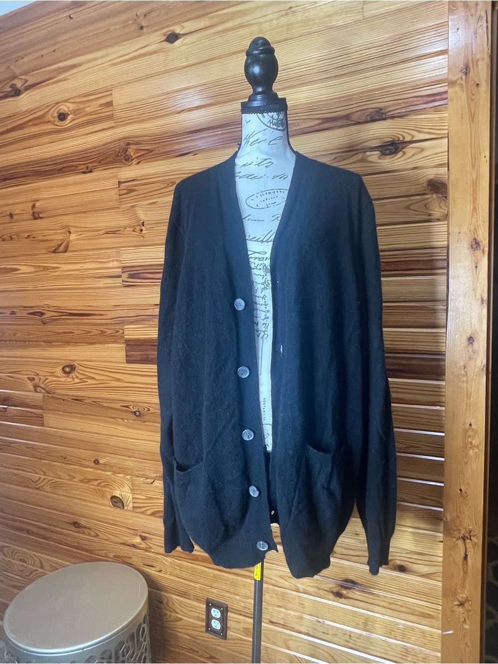 Tasso Elba Men's Cashmere Black Button-Up Cardigan